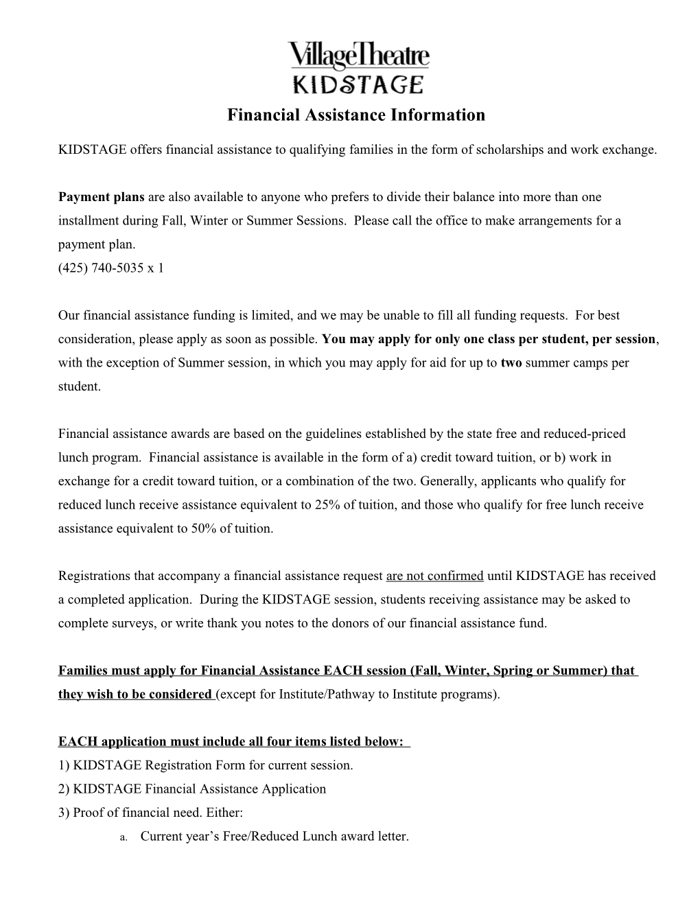 Financial Assistance Information