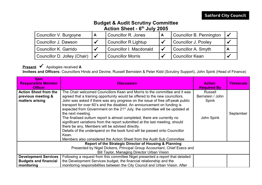 Budget & Audit Scrutiny Committee