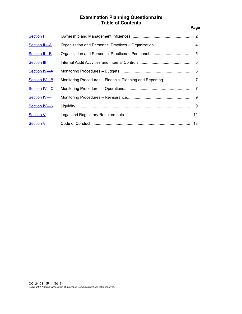 Examinaton Planning Questionnaire - Exhibit B (Word)