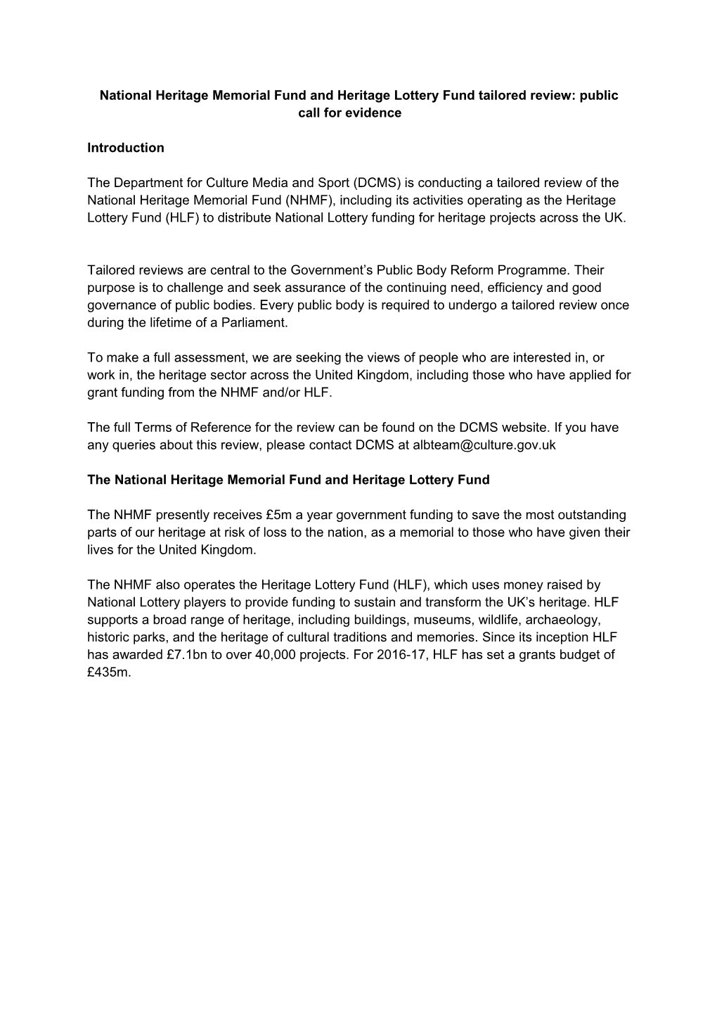 The National Heritage Memorial Fund and Heritage Lottery Fund