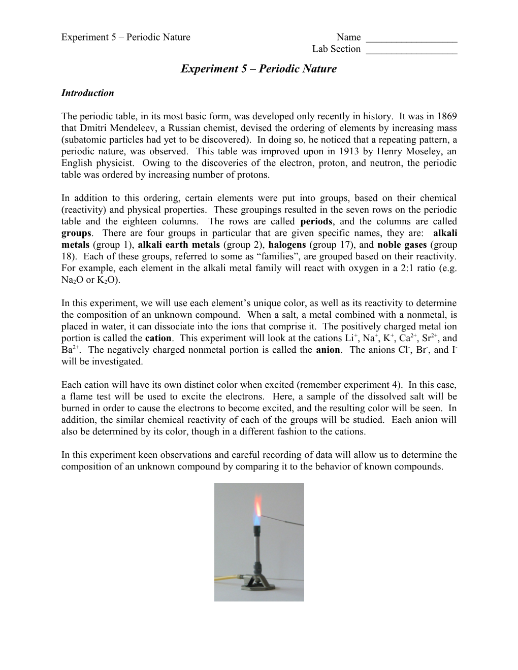 Experiment 5 - Anions and Cations