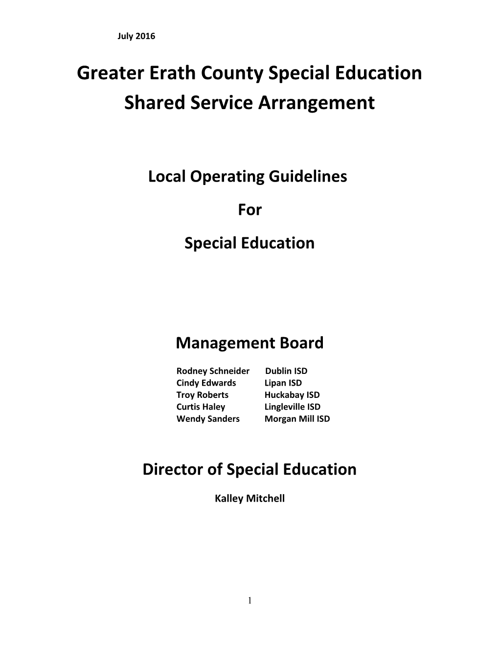 Greater Erath County Special Education Shared Service Arrangement