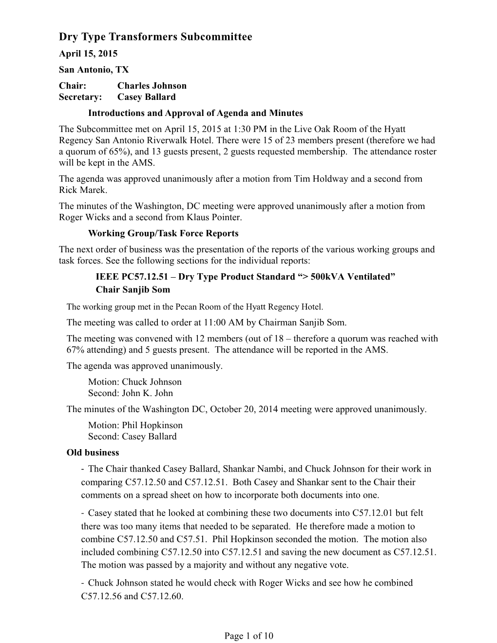 Annex D Dry Type Transformers Subcommittee