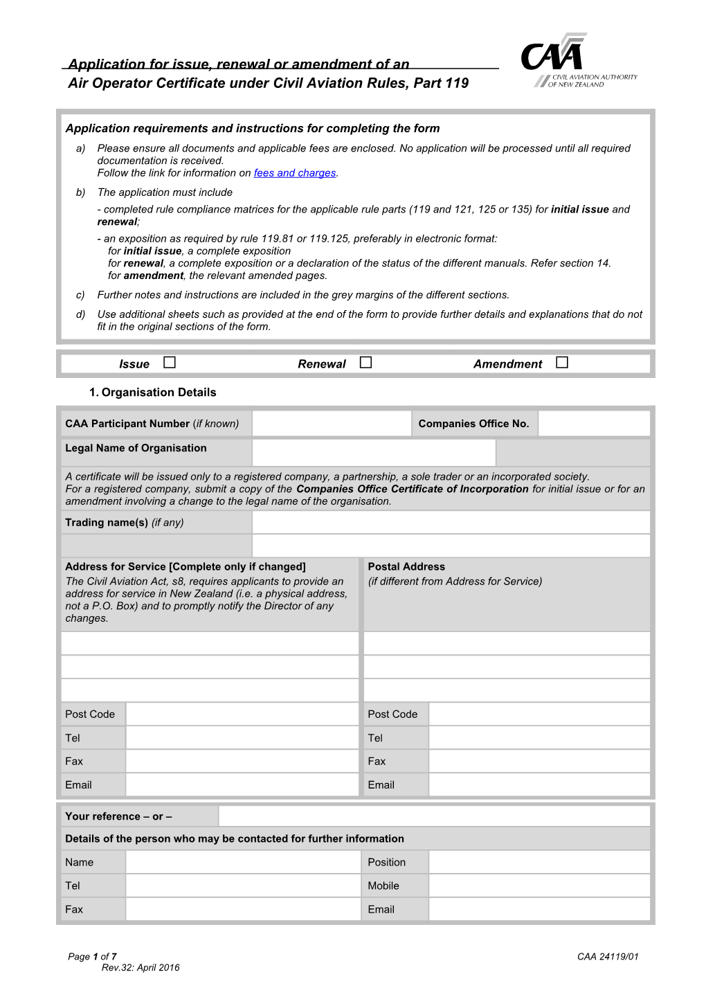 Application Requirements and Instructions for Completing the Form