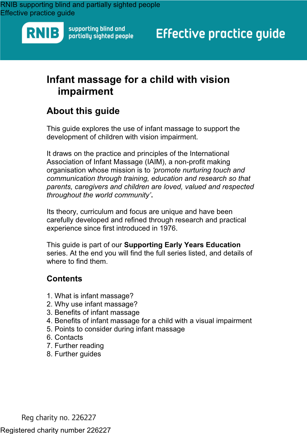 Infant Massage for a Child with Vision Impairment