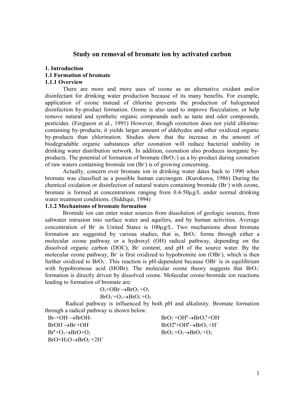 Study on Removal of Bromate Ion by Activated Carbon