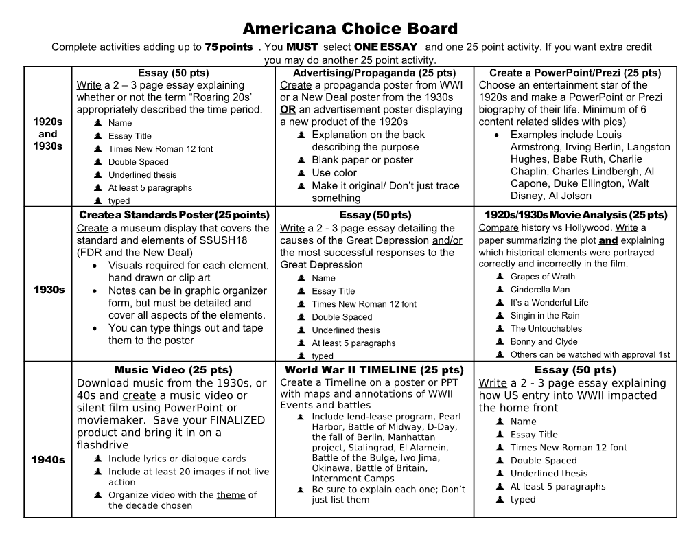 Americana Think-Tac-Toe