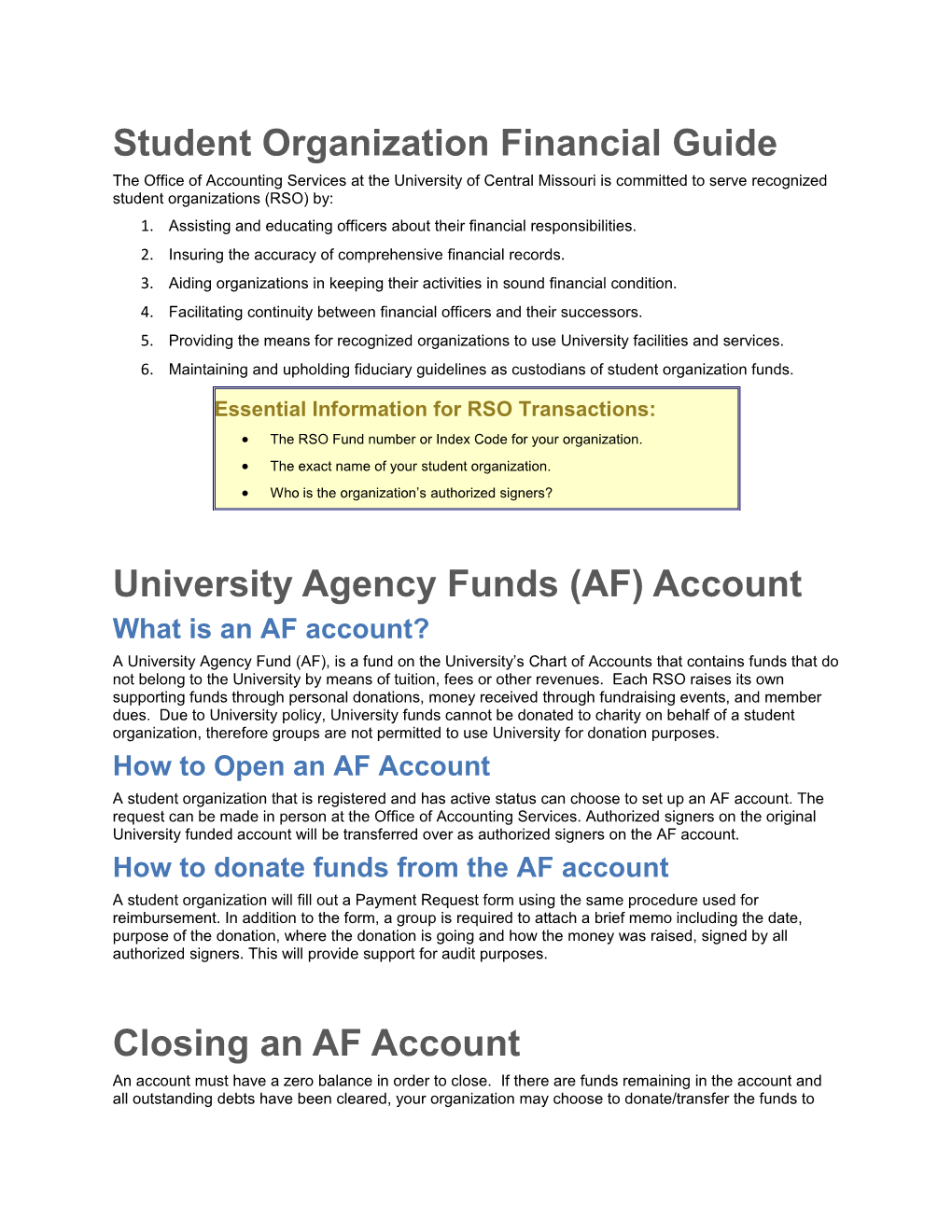 Student Organization Financial Guide