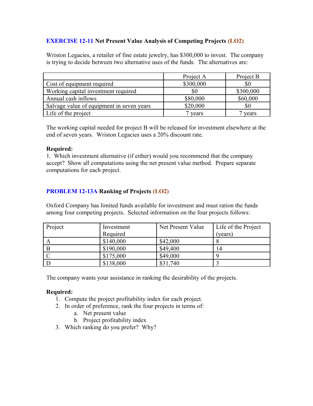 EXERCISE 10-8 Cost-Volume Analysis and Return on Investment (ROI) (LO1)