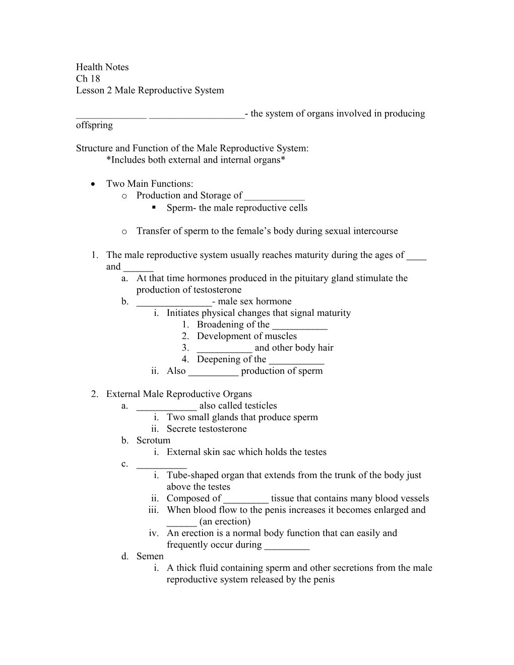 Lesson 2 Male Reproductive System