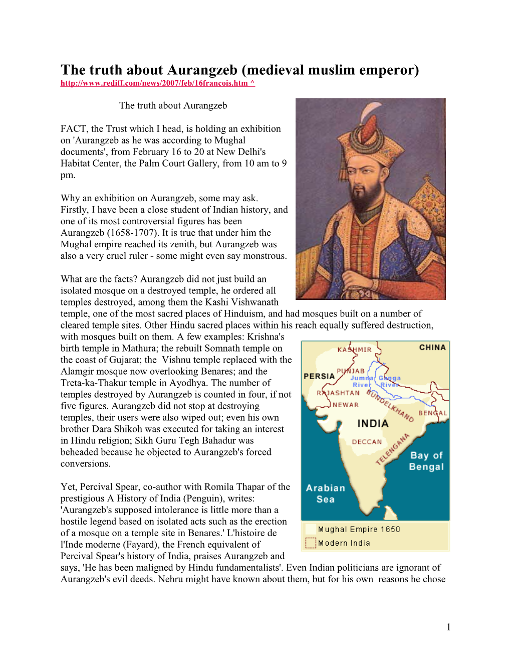 The Truth About Aurangzeb (Medieval Muslim Emperor)