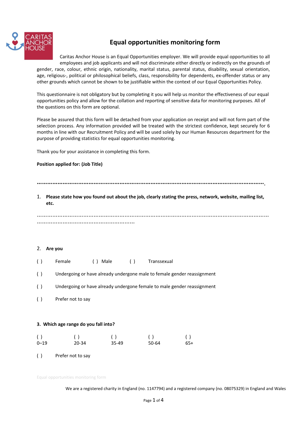 Equal Opportunities Monitoring Form s3