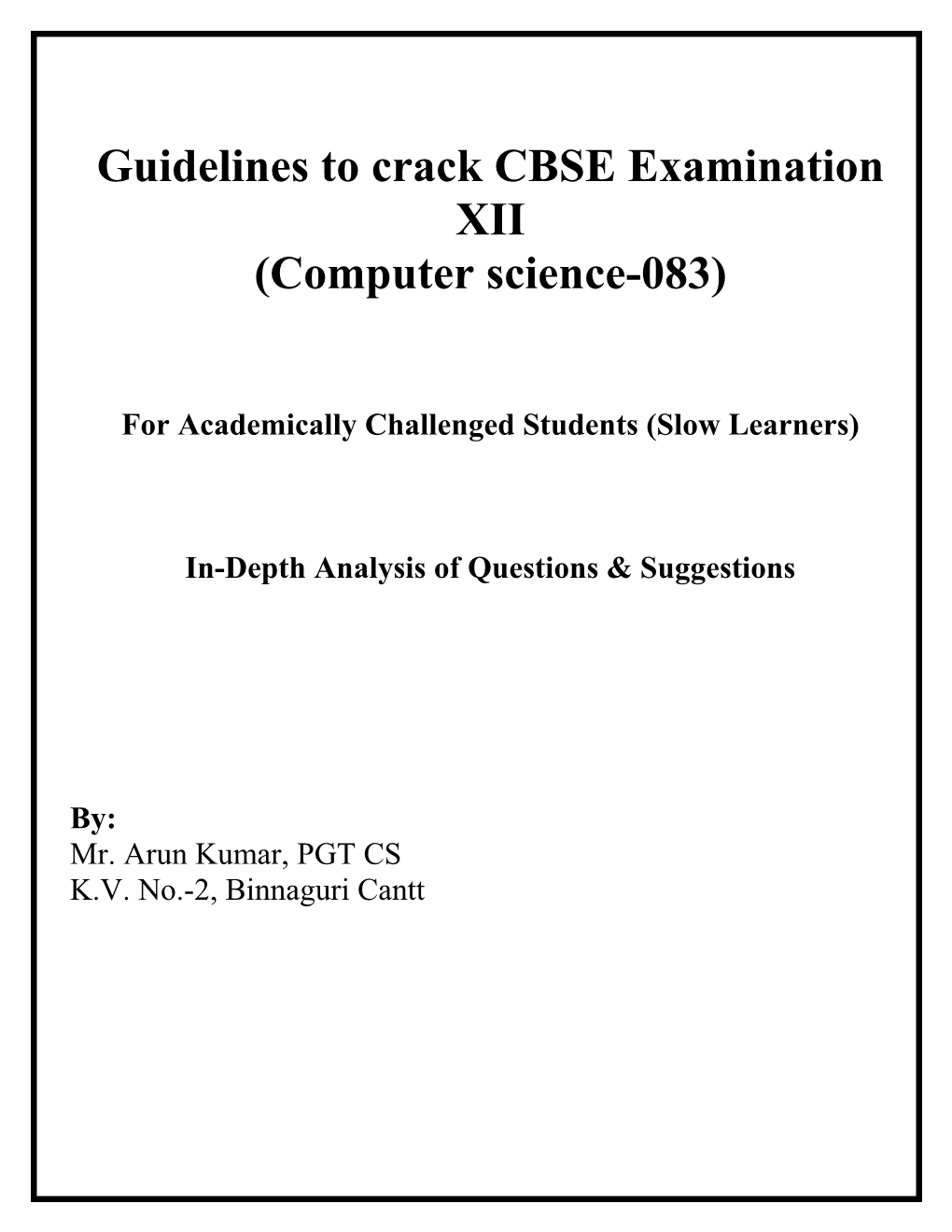 How to Crack CBSE-Examination (Computer Science)