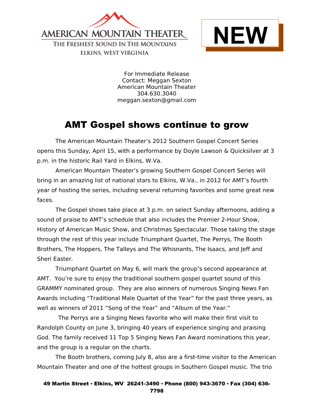 AMT Gospel Shows Continue to Grow