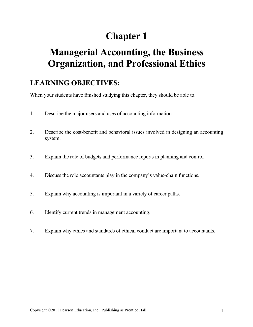 Managerial Accounting, the Business