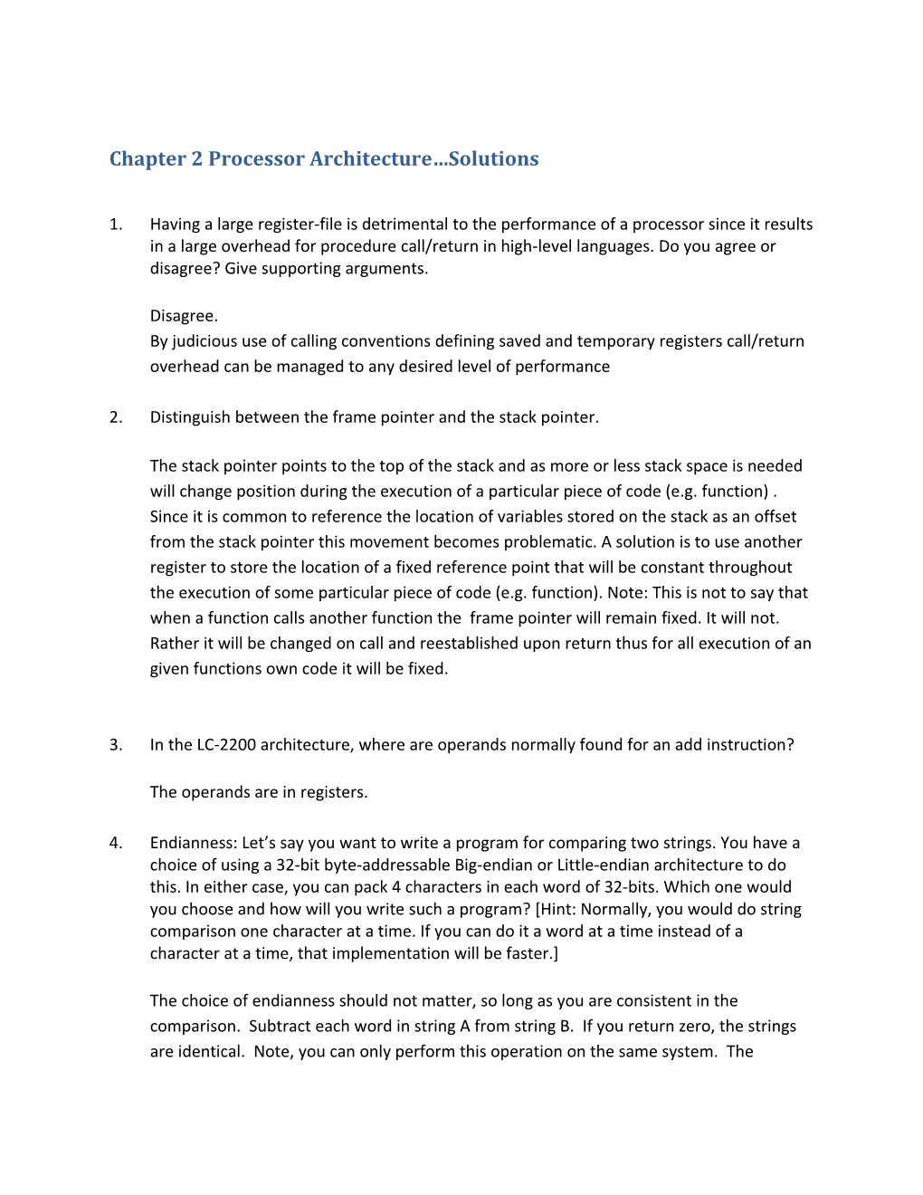 Chapter 2 Processor Architecture Solutions