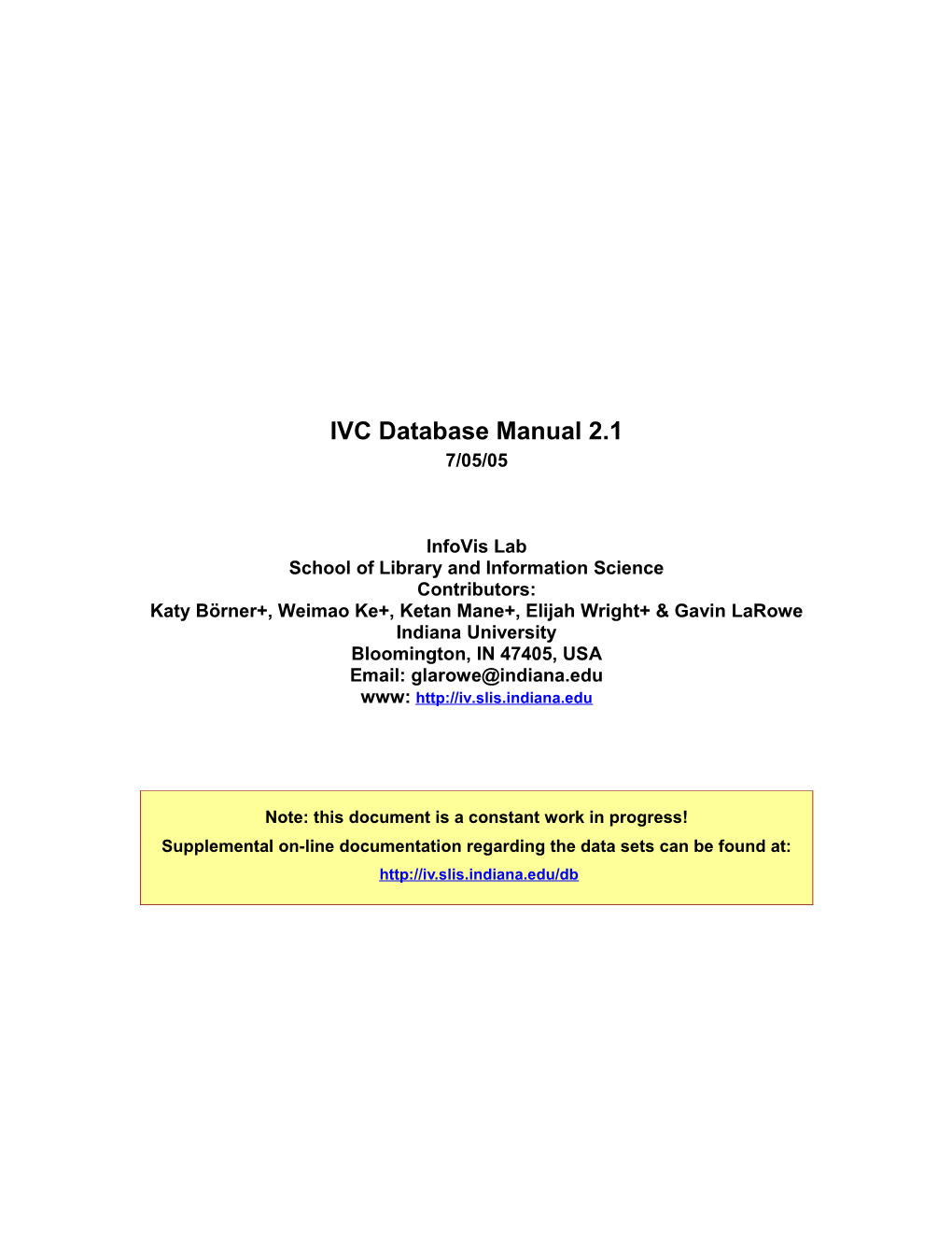 IVC Database Manual 0