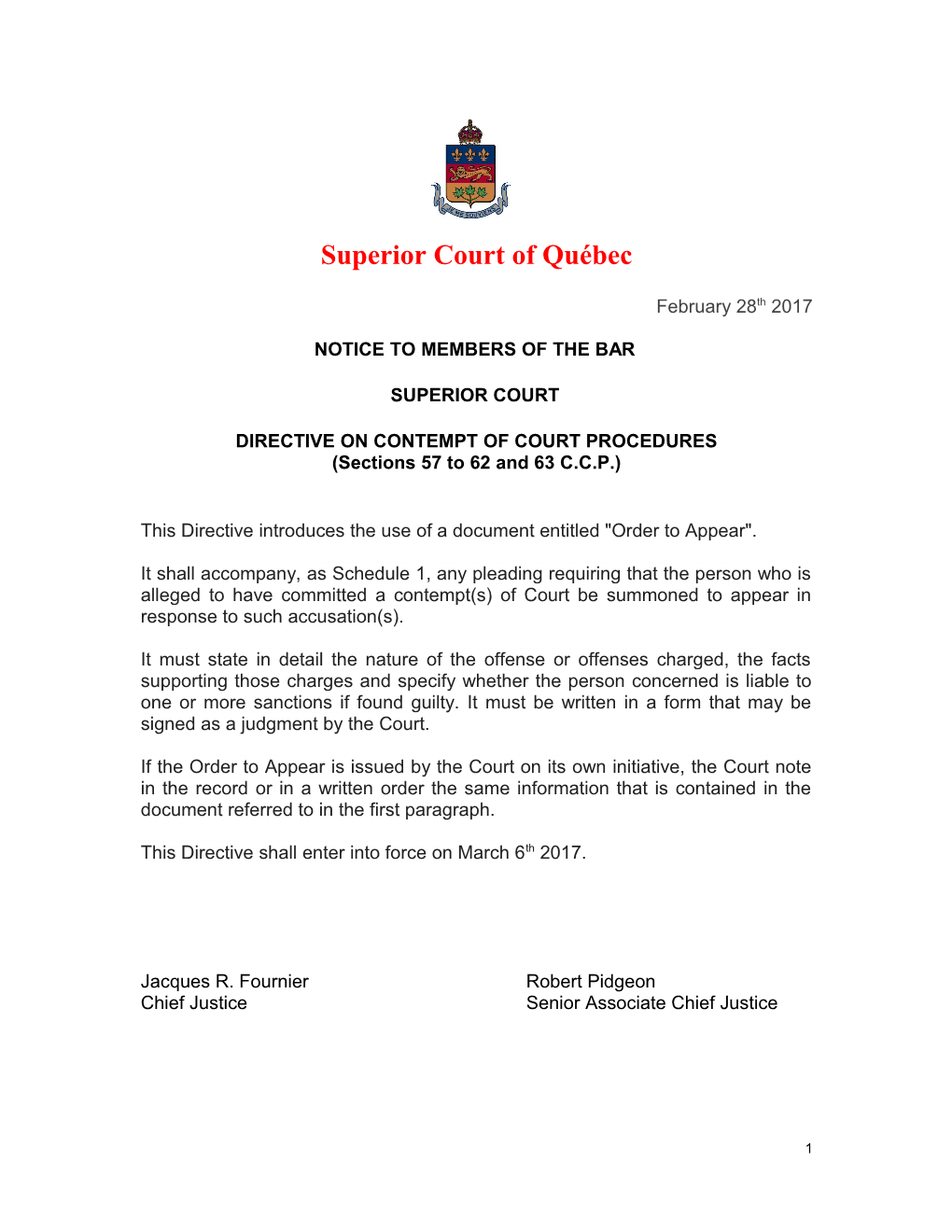 Notice to Members of the Bar