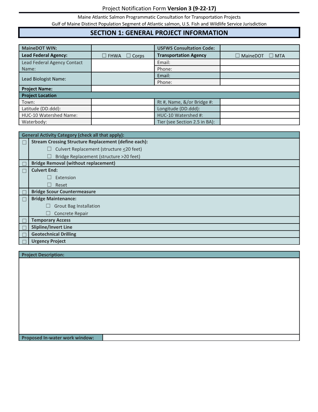 Maine Atlantic Salmon Programmatic Consultation Fortransportation Projects