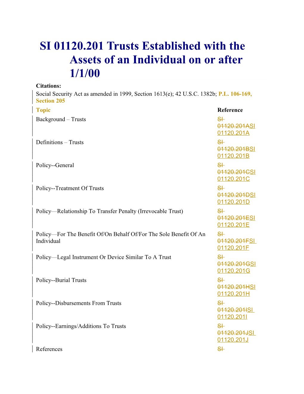 SI 01120.201 Trusts Established with the Assets of an Individual on Or After 1/1/00