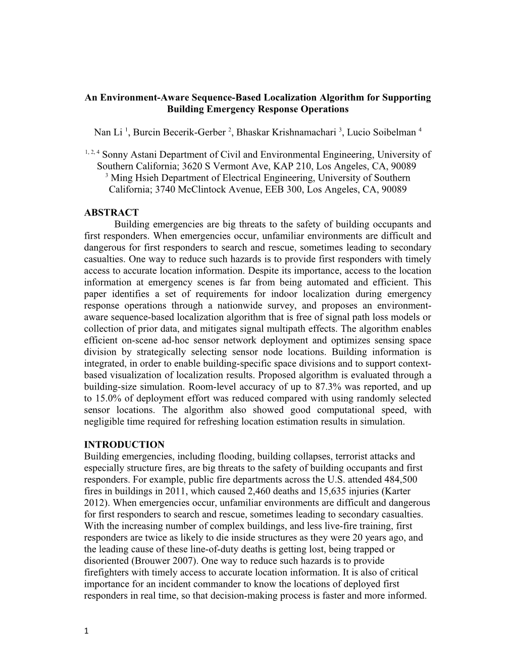 An Environment-Aware Sequence-Based Localization Algorithm for Supporting Building Emergency