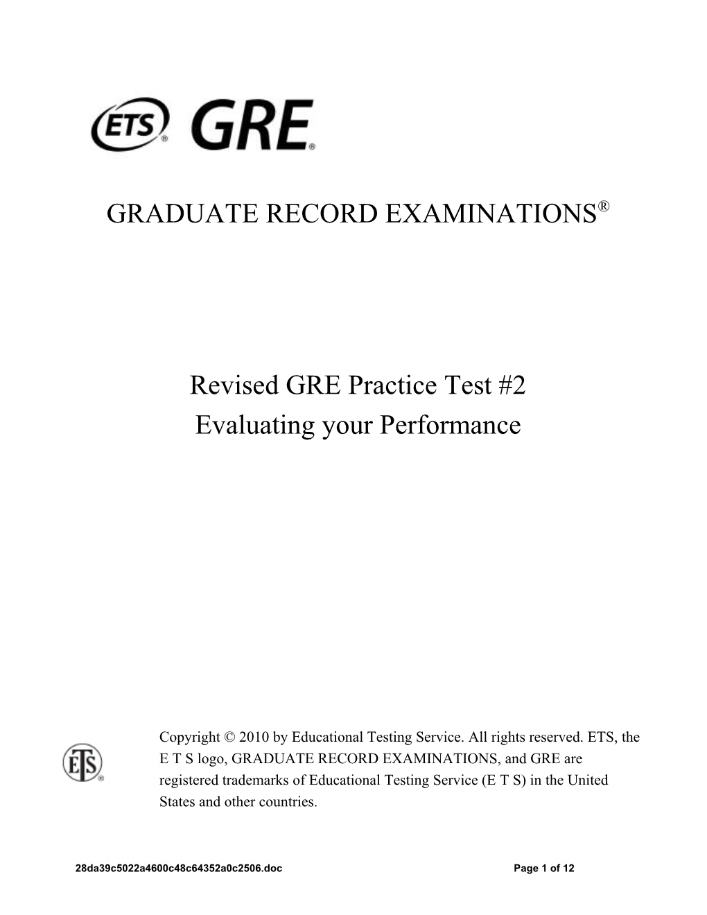 GRE Practice Test #2 Evaluating Your Performance