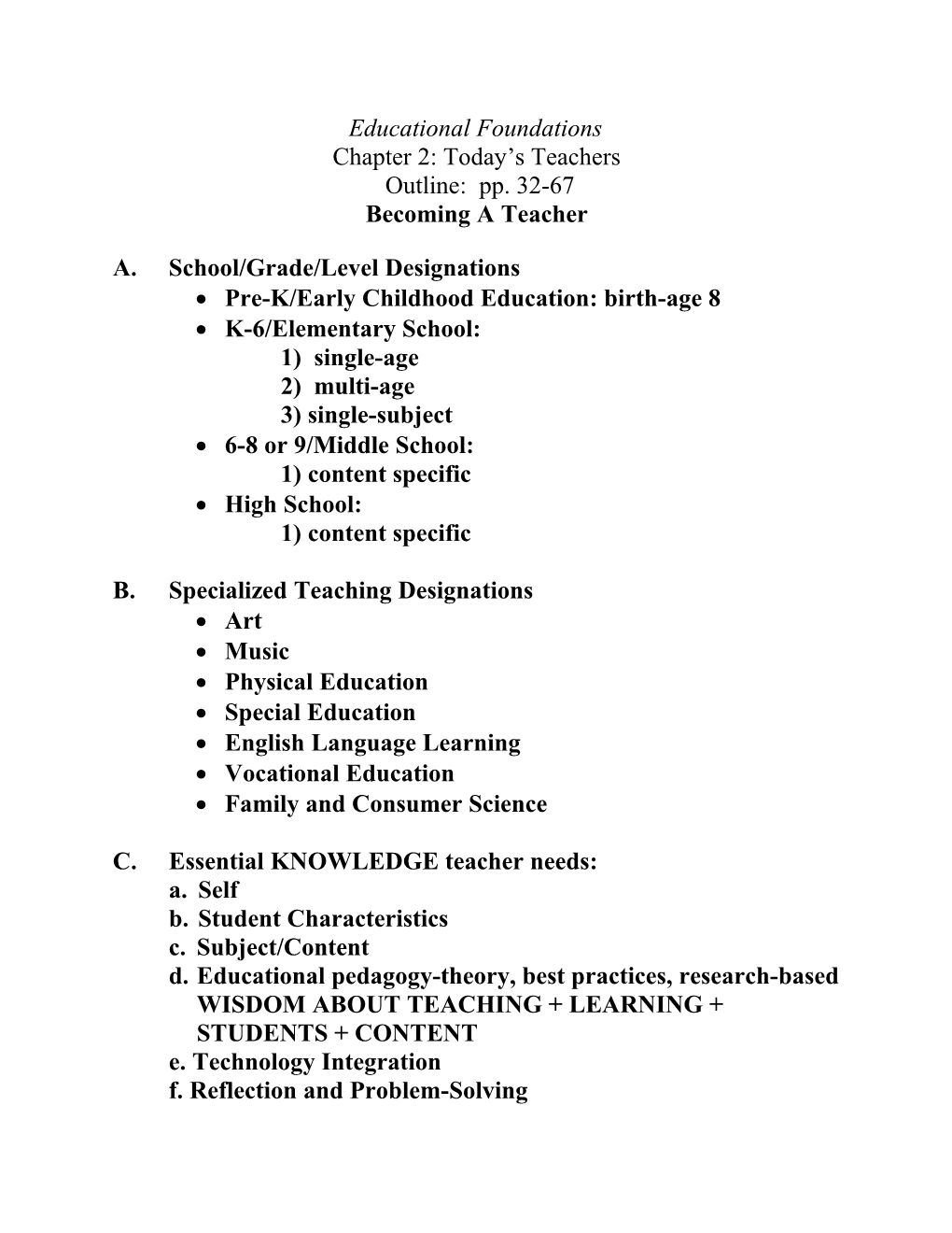 Foundations of Education s1