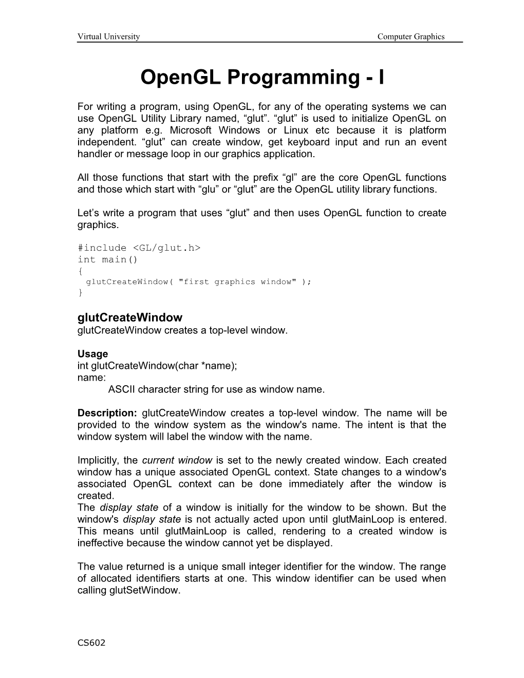 Opengl Programming - I