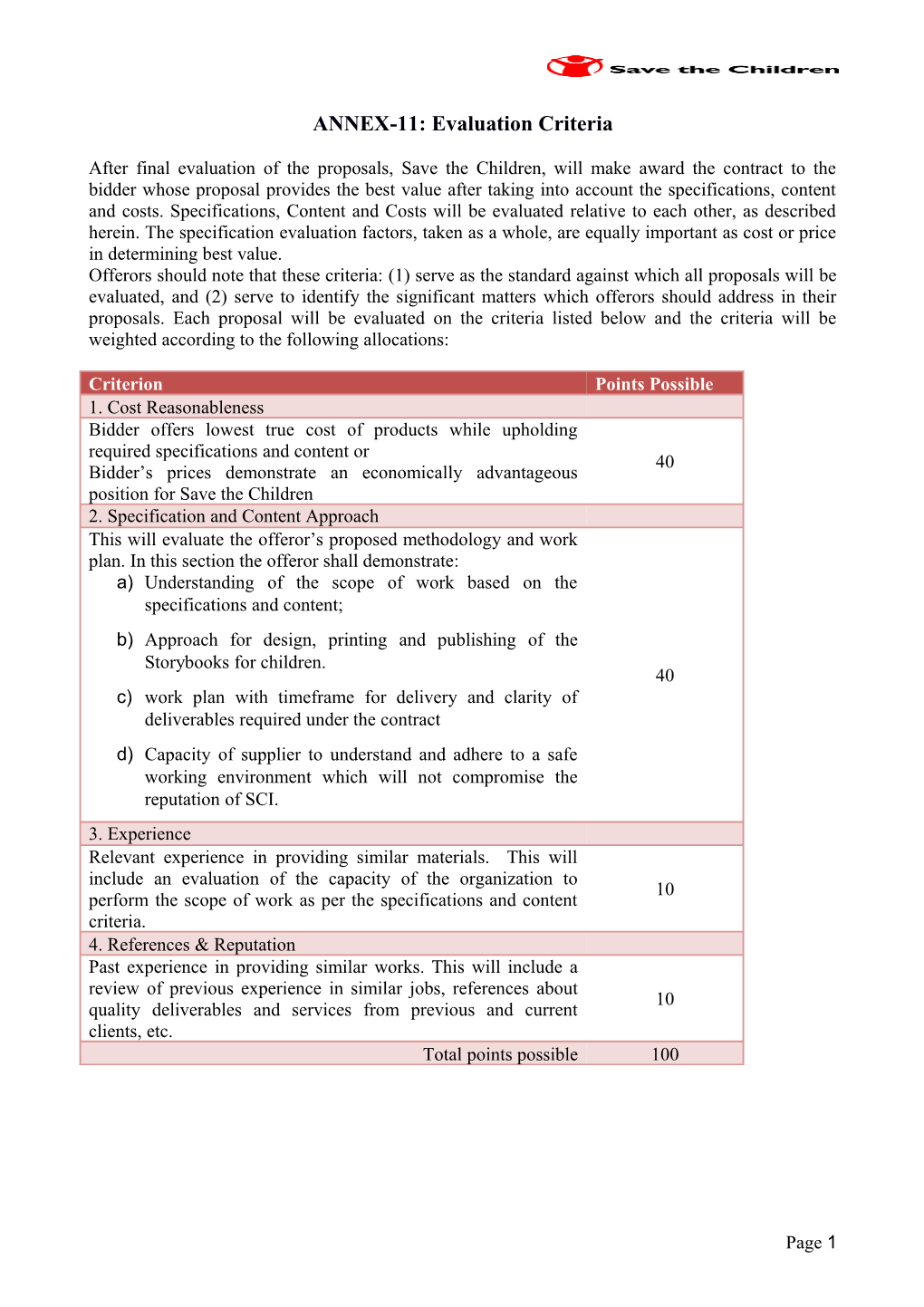 ANNEX-11: Evaluation Criteria