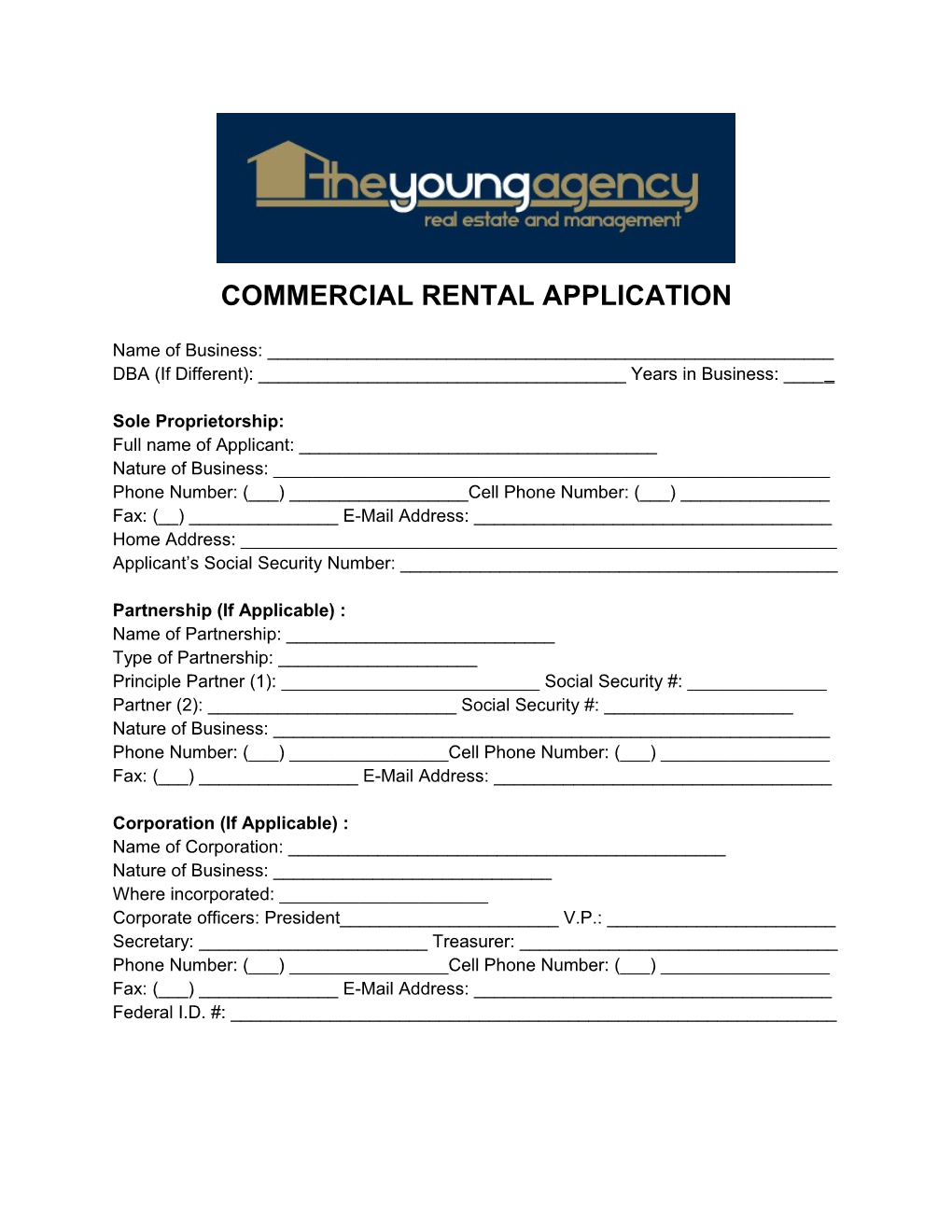 Commercial Rental Application