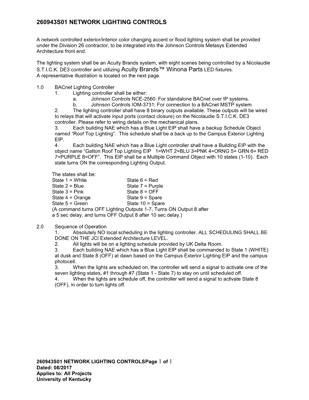 260943S01 Network Lighting Controls