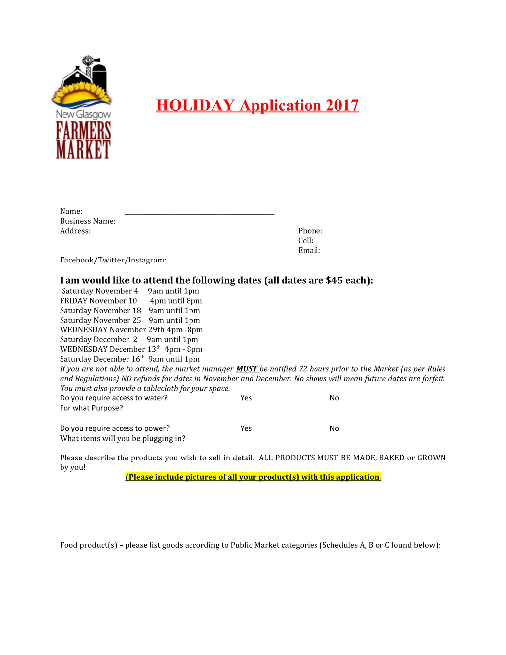 HOLIDAY Application 2017