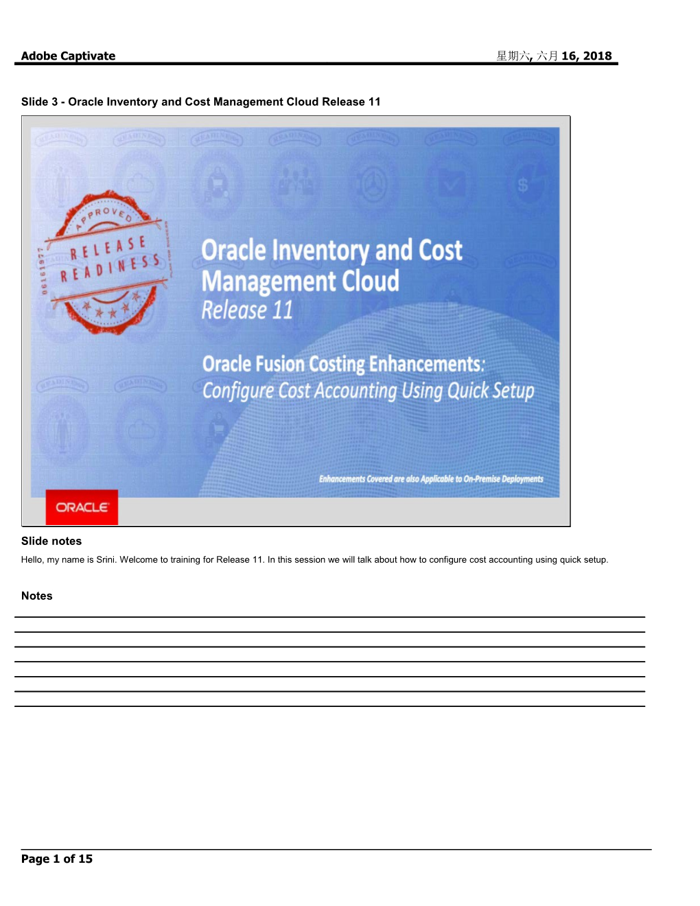Slide 3 - Oracle Inventory and Cost Management Cloud Release 11