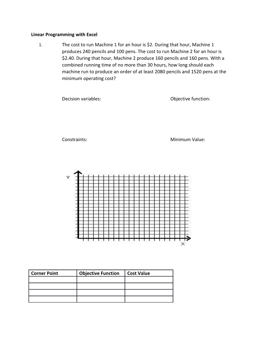 Linear Programming with Excel