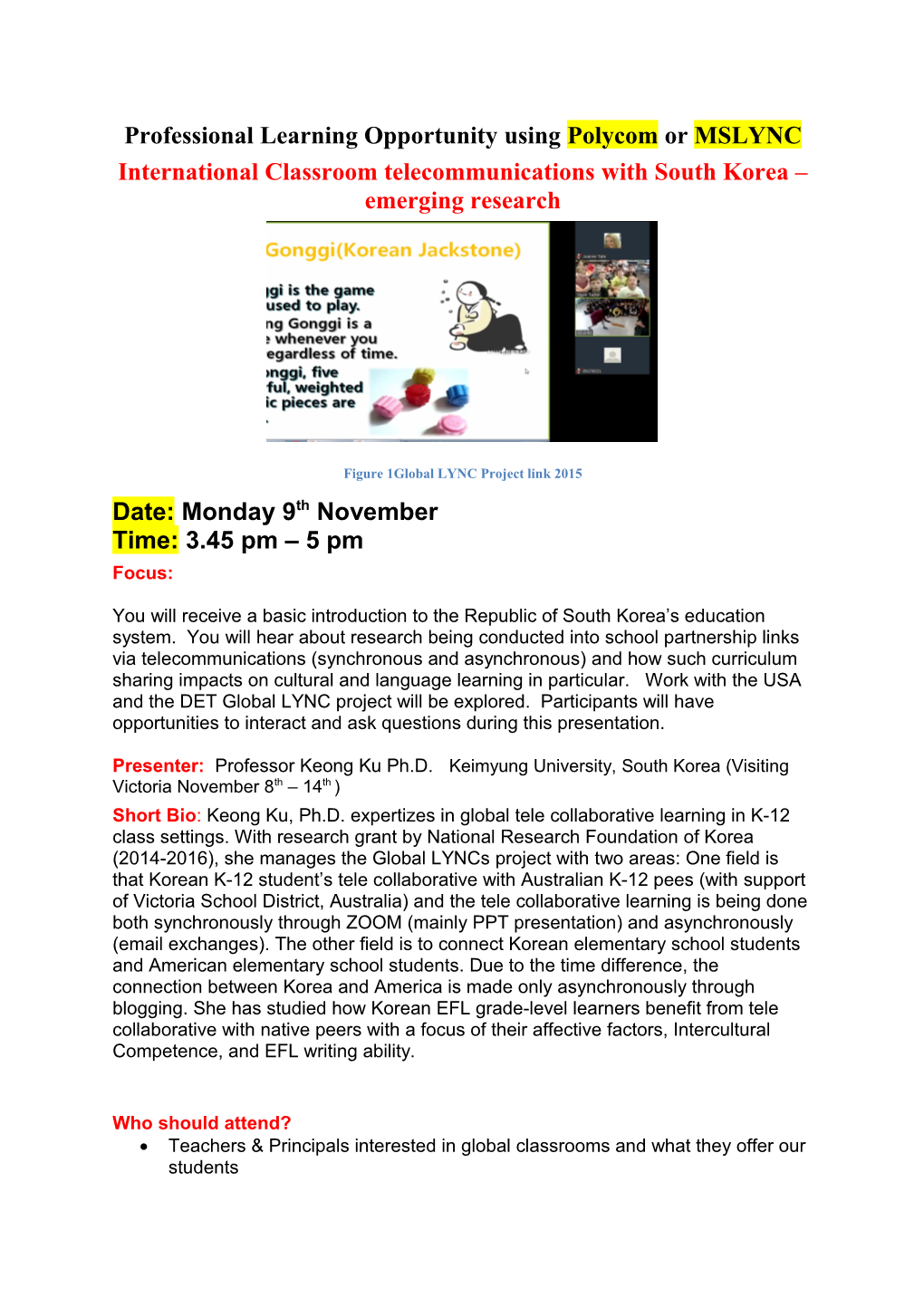 Professional Learning Opportunity Using Polycom Or MSLYNC