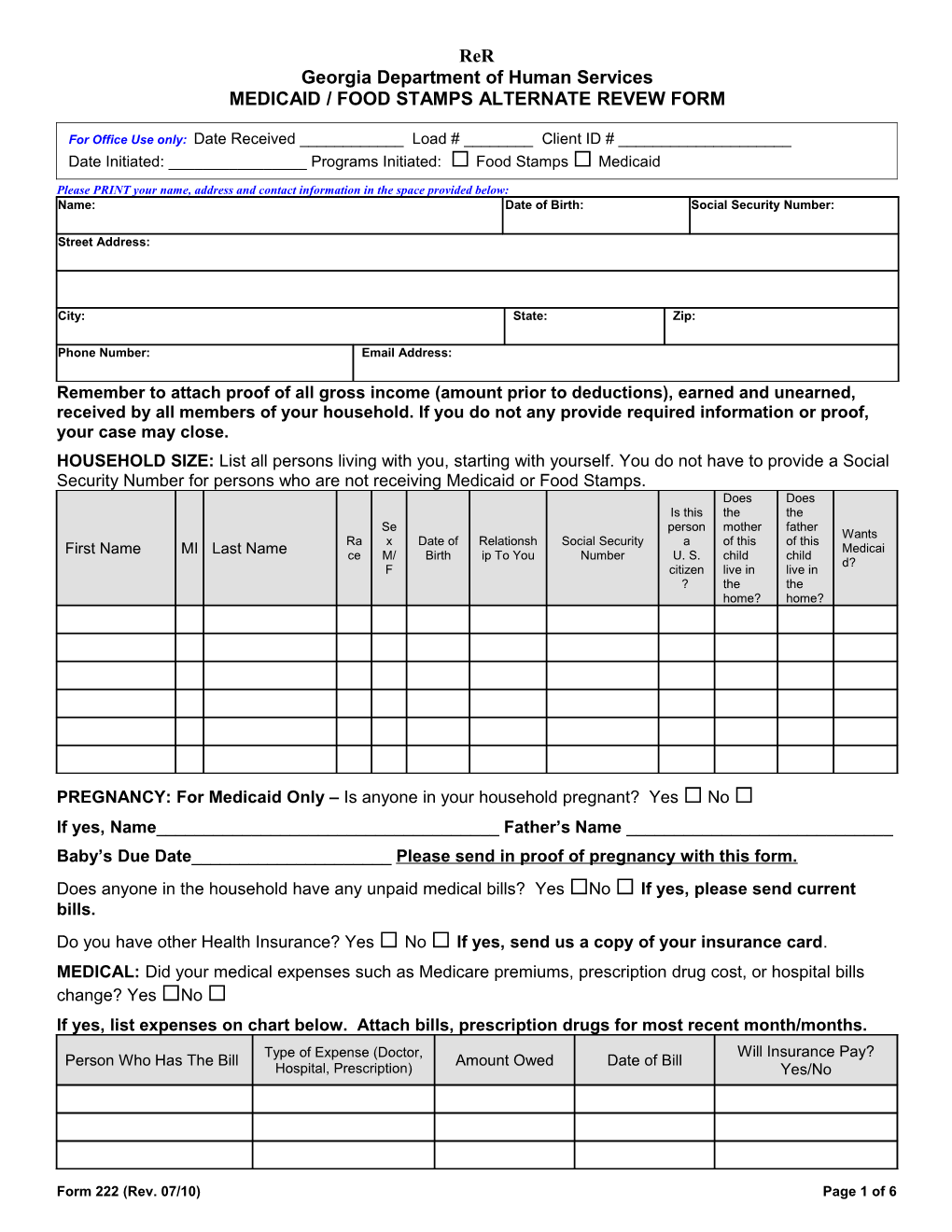 Food Stamp Semi-Annual