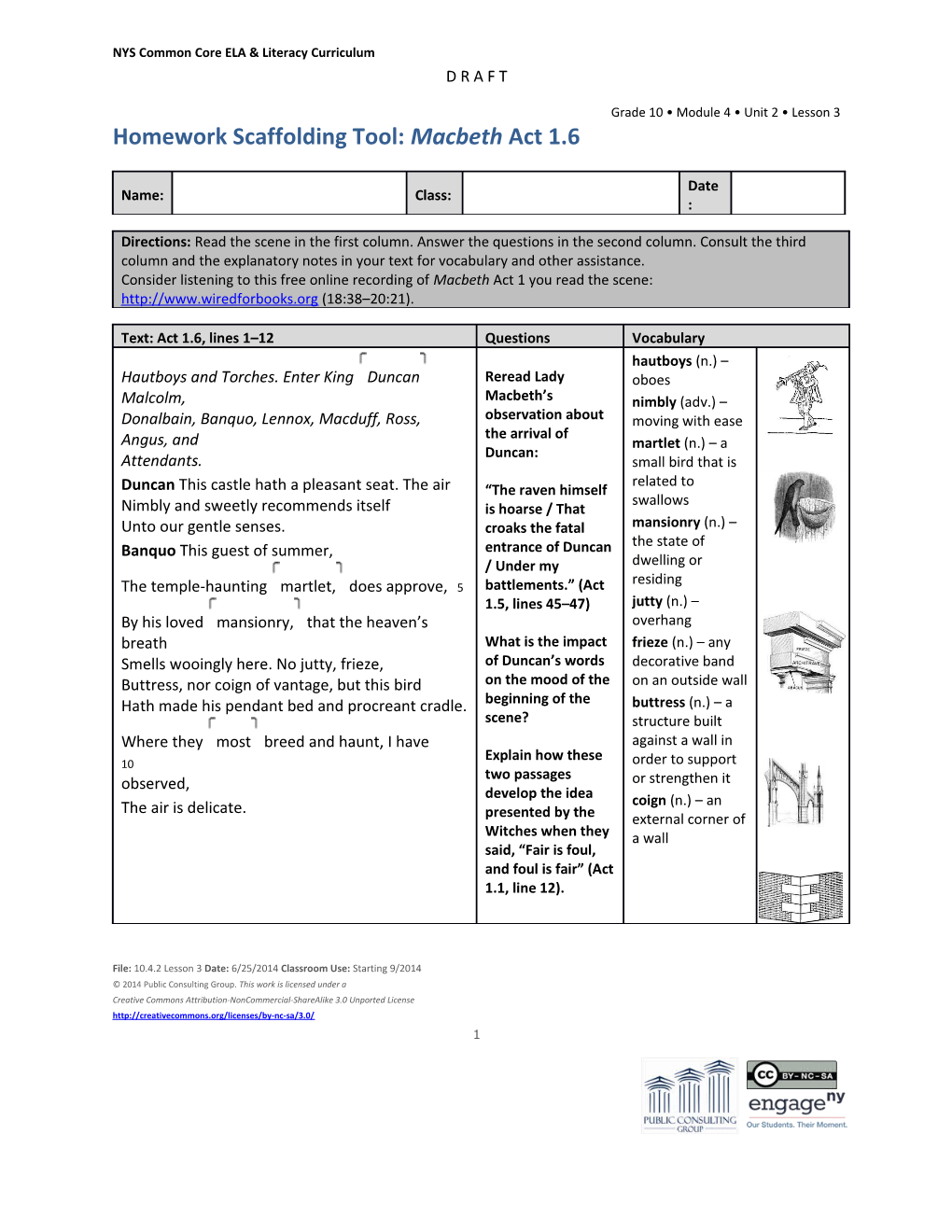 Homeworkscaffolding Tool: Macbeth Act 1.6