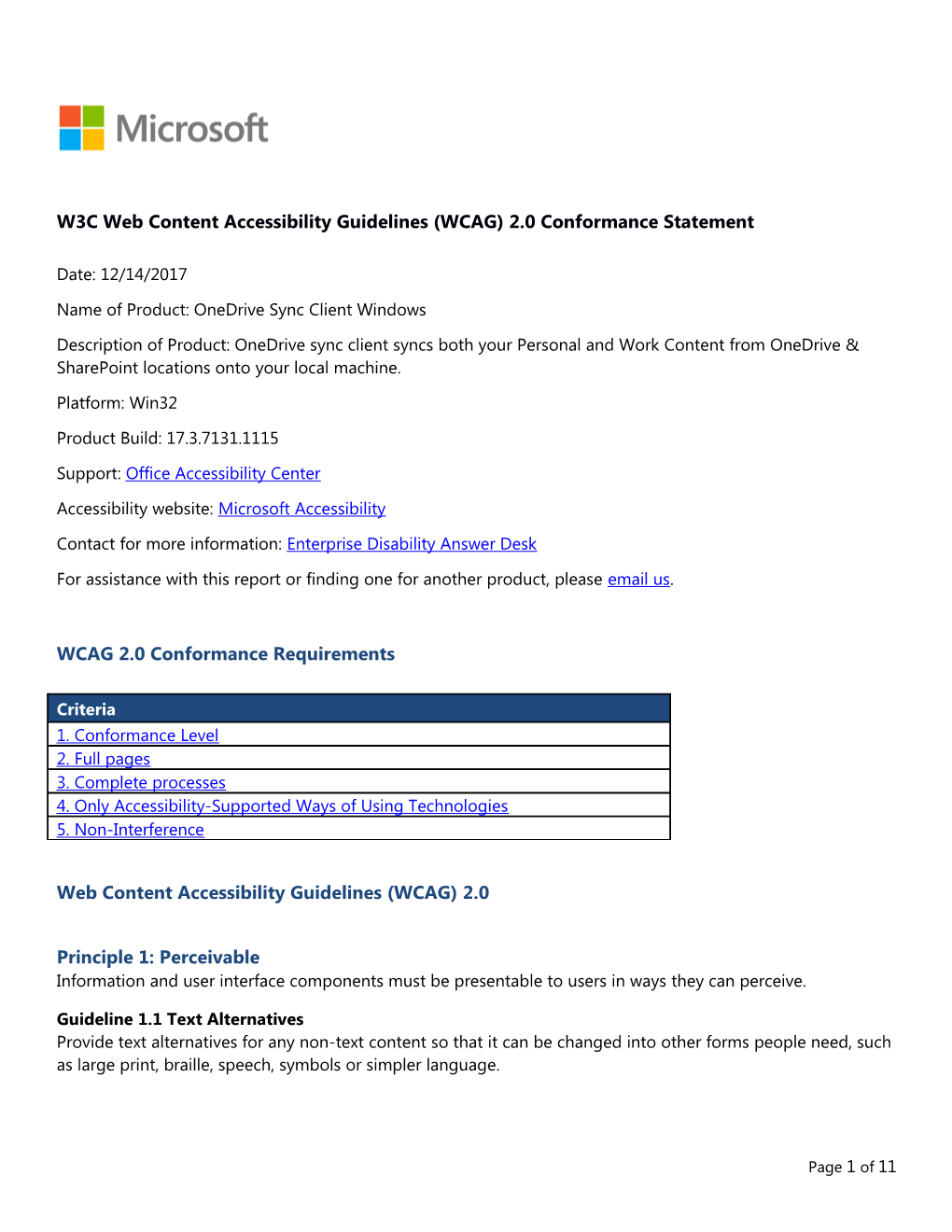 W3C Web Content Accessibility Guidelines (WCAG) 2.0 Conformance Statement s13