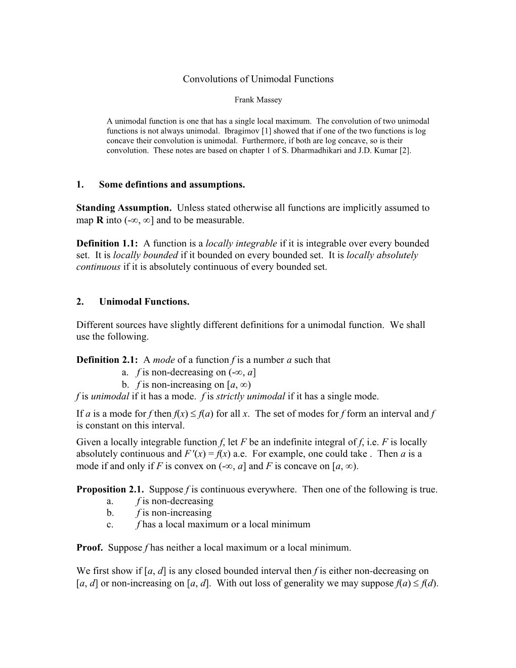 Convolutions of Unimodal Functions