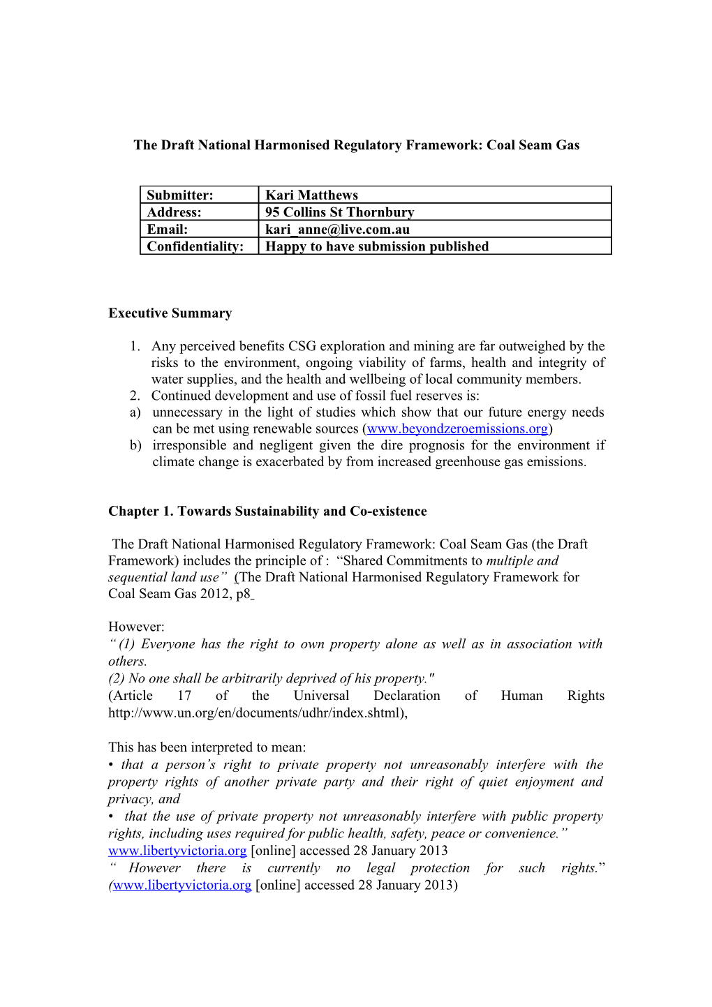 The Draft National Harmonised Regulatory Framework: Coal Seam Gas s1