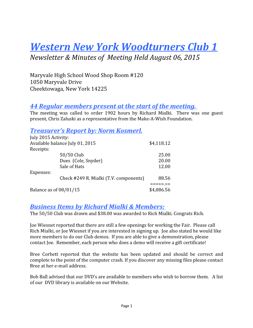 Western New York Woodturners Club 1