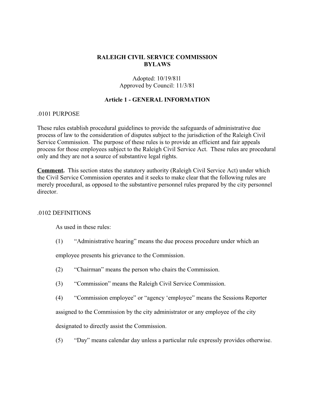 Raleigh Civil Service Commission Bylaws Page 36