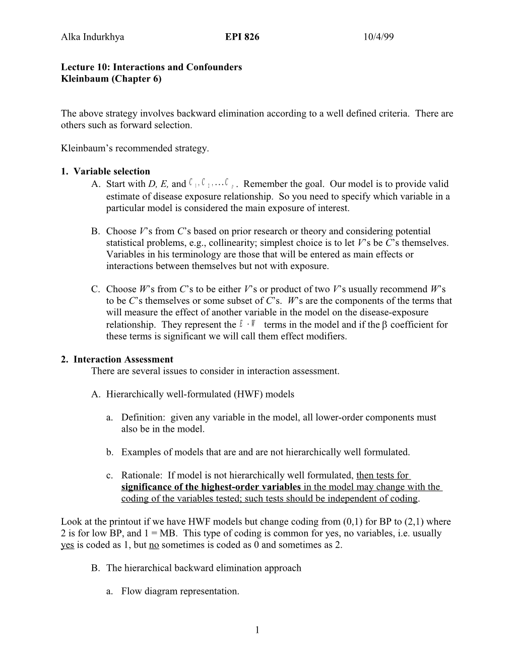 Lecture 10: Interactions and Confounders