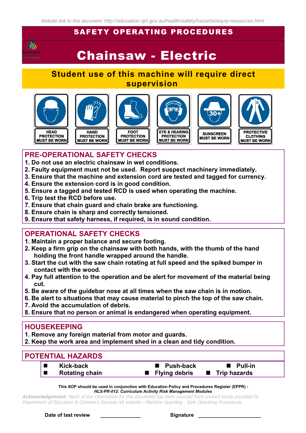 Safety Operating Procedure s10