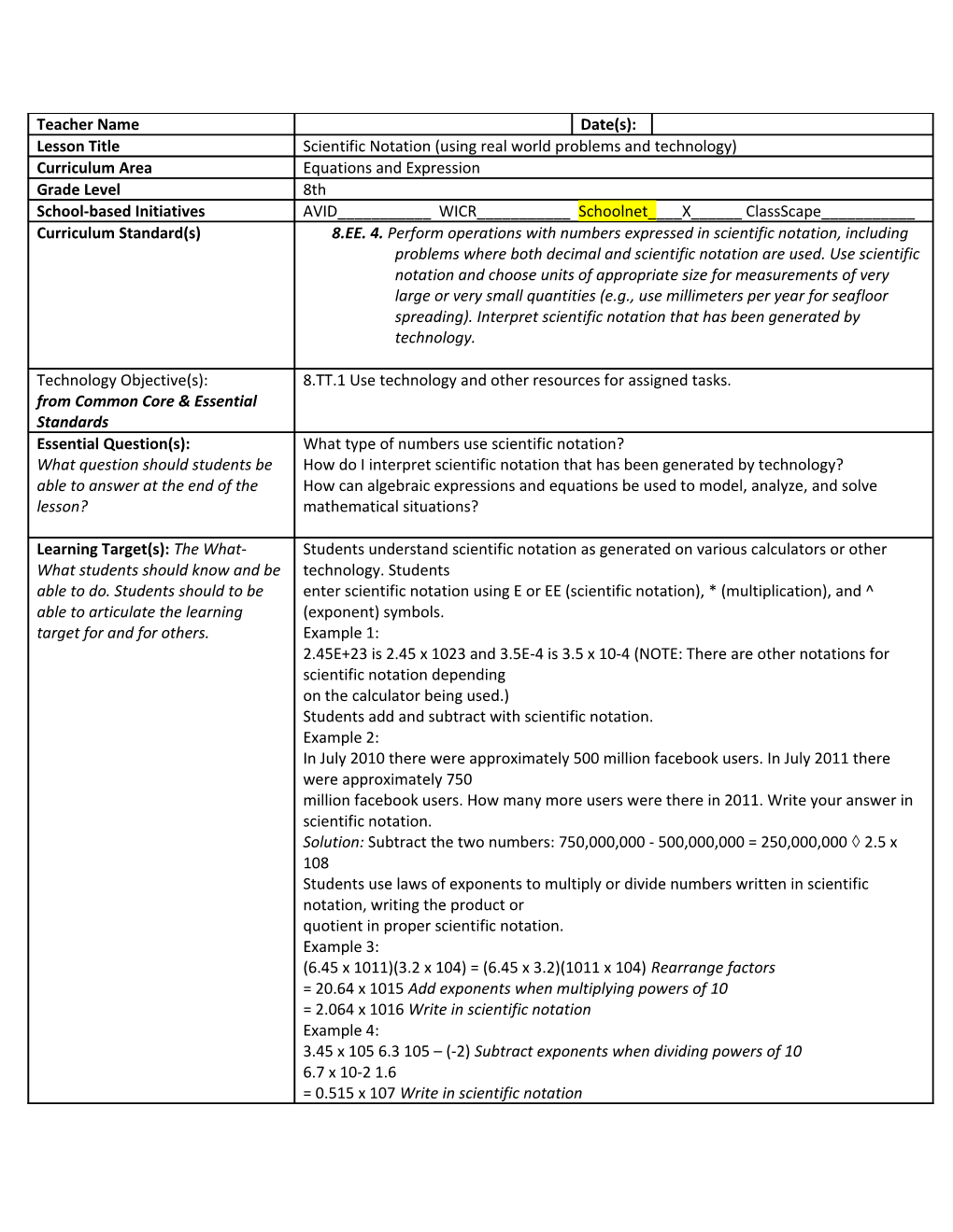 Adapted from North Carolina Teacher Academy