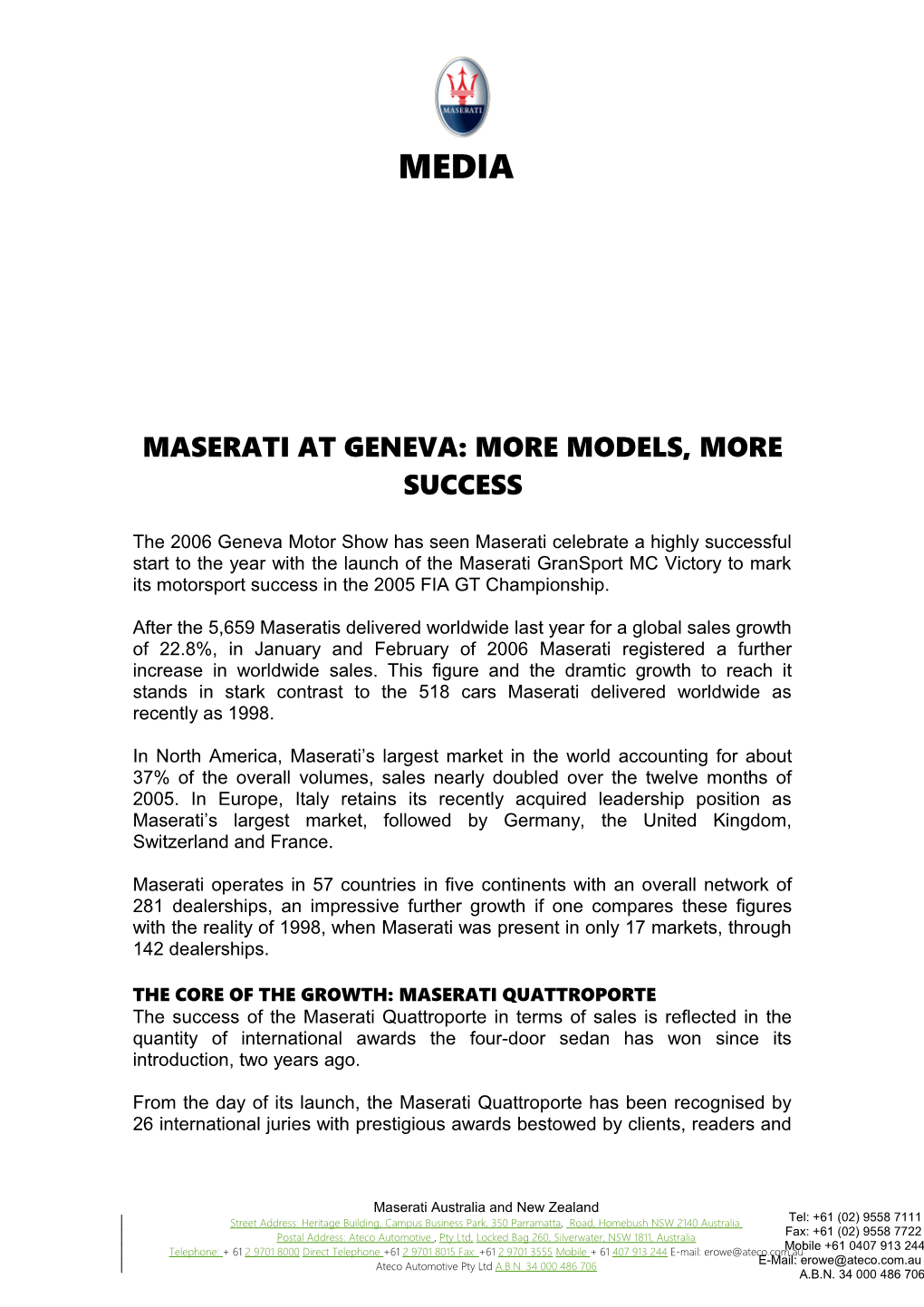 Maserati at Geneva: More Models, More Success