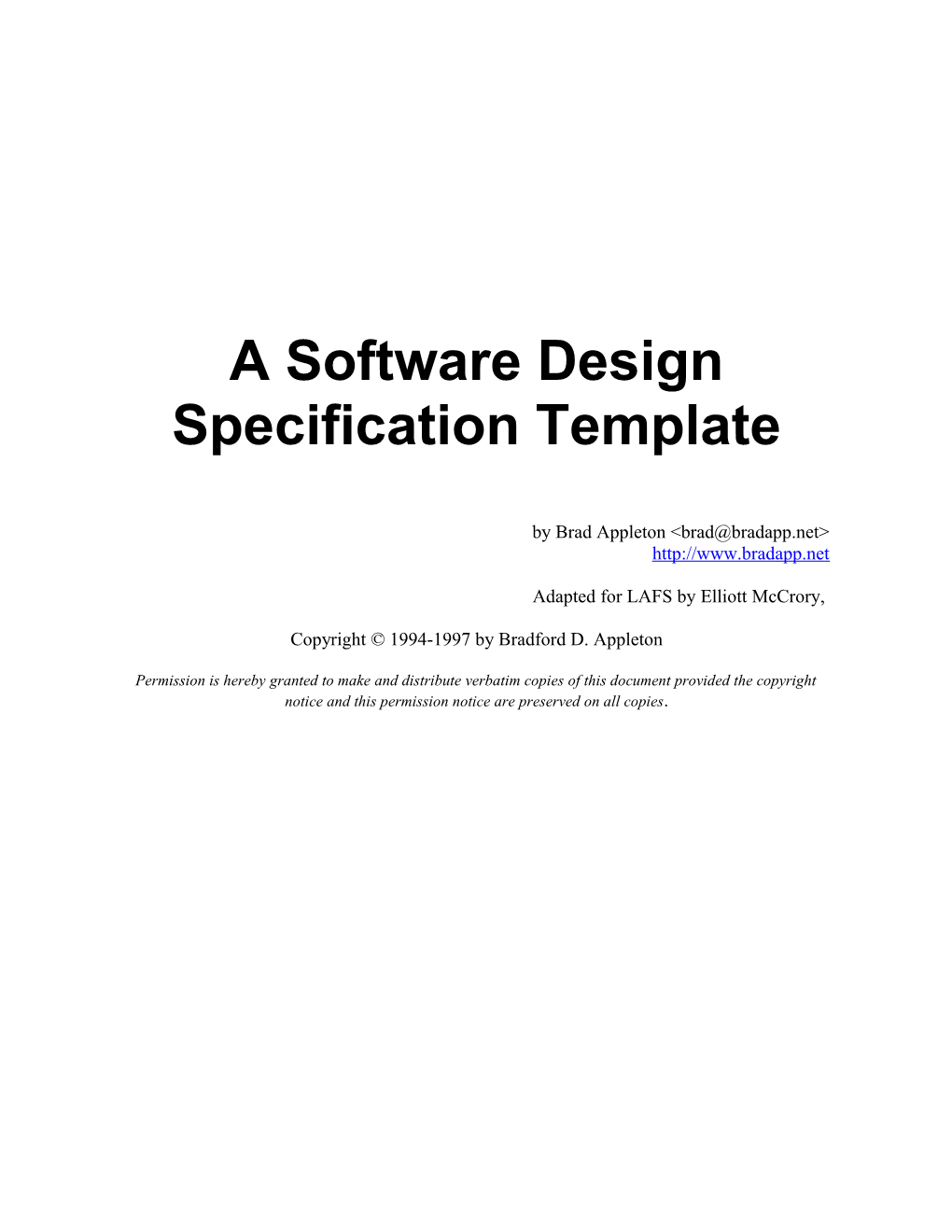 A Software Design Specification Template