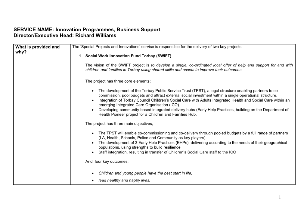 SERVICE NAME:Innovation Programmes, Business Support