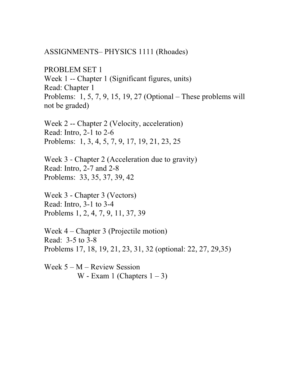 PROBLEM SET Chapter 1