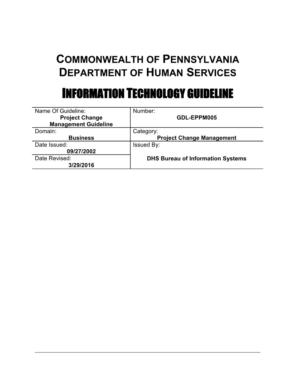 Project Change Management Guideline